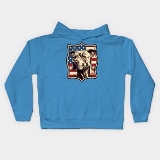 Pitbull on a vintage distressed American flag coat of arms Kids Hoodie